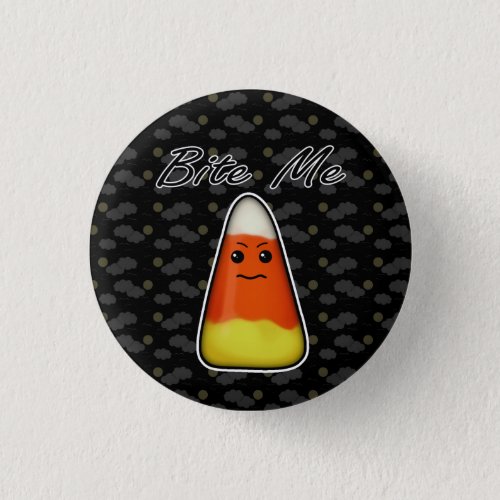 Angry Kawaii Candy Corn Bite Me Button