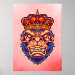 Angry King Kong Gorilla Crown Mascot Poster