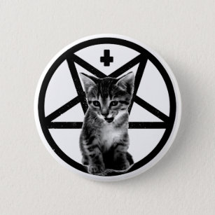Angry Kitten Inverted Cross & Pentagram Button