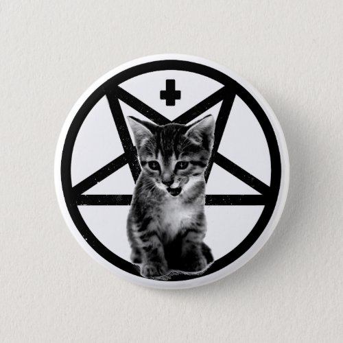 Angry Kitten Inverted Cross  Pentagram Button