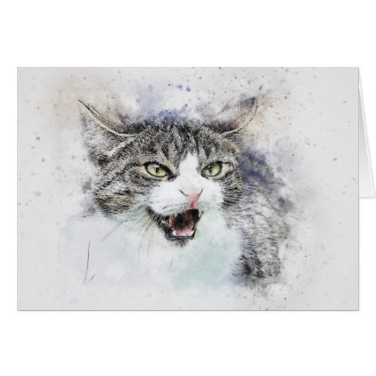 Angry Kitty | Abstract | Watercolor Card