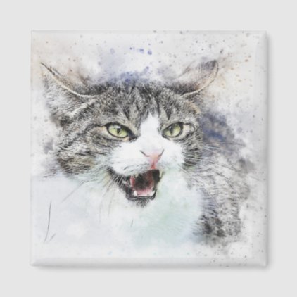 Angry Kitty | Abstract | Watercolor Magnet