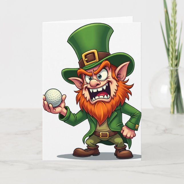 Angry Leprechaun Golf Joke Card (Front)
