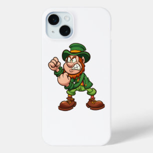 angry leprechaun holding fists up ready to fight c iPhone 15 plus case