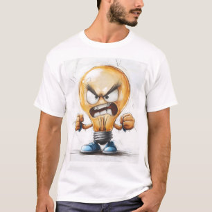 Angry Light Bulb 3D Character T-Shirt