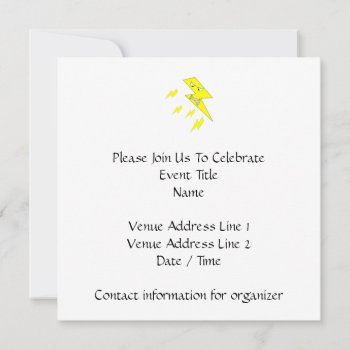 Angry Lightning Bolt. Yellow On White. Invitation by Graphics_By_Metarla at Zazzle