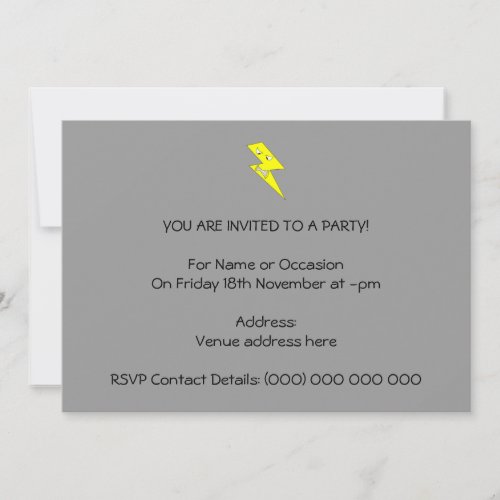 Angry Lightning Yellow on Gray Invitation
