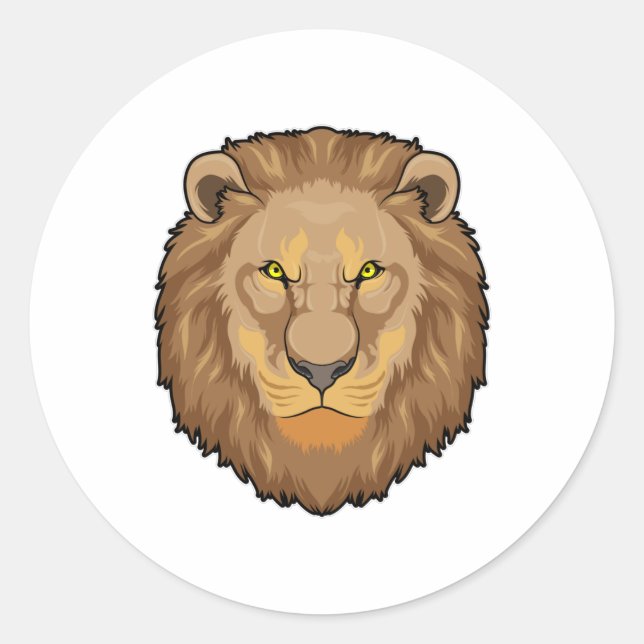 Angry Lion Classic Round Sticker (Front)