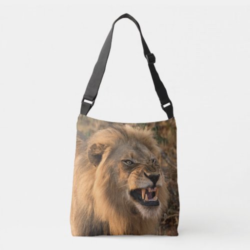 Angry Lion in Natural Setting  Crossbody Bag