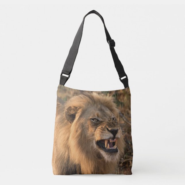 Angry Lion in Natural Setting  Crossbody Bag (Front)