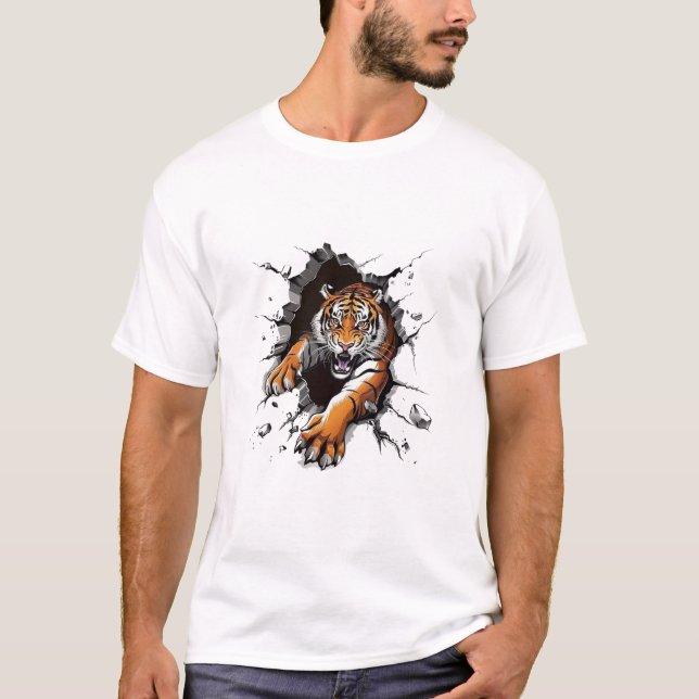 Angry Lion Strong Paw testing Luxury T-Shirt  (Front)