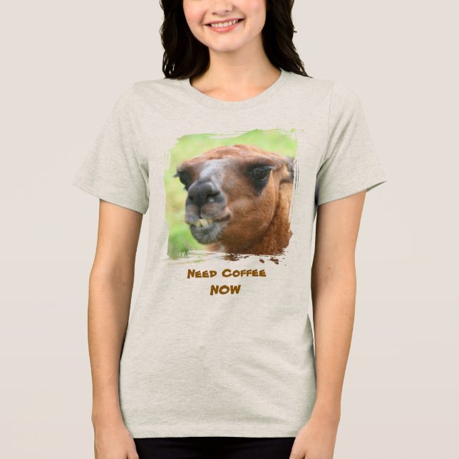 Angry Llama Need Coffee Humor Funny  Tri-Blend Shirt (Front)