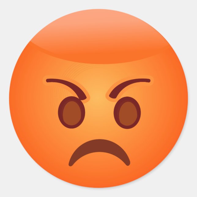 Angry/Mad Emoji Classic Round Sticker (Front)