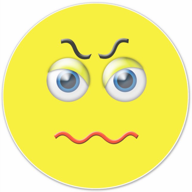 Angry Mad Grumpy Emoji Sticker (Front)