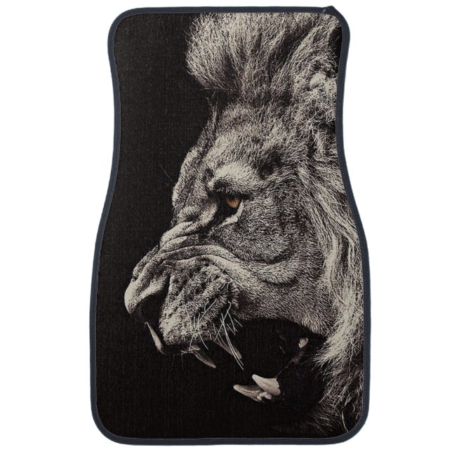 Angry Male Lion Car Floor Mat (Front)