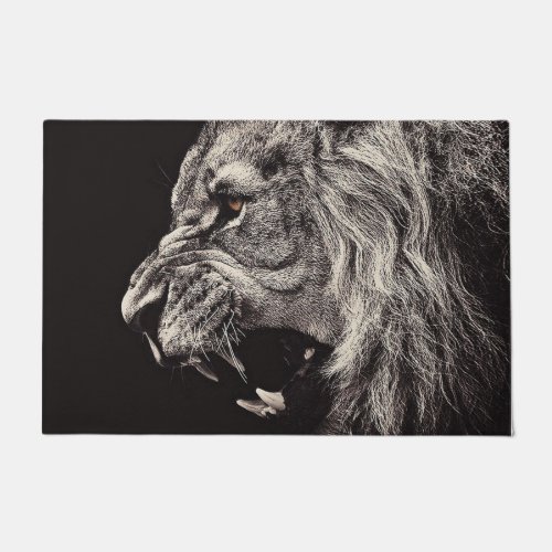 Angry Male Lion Doormat