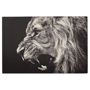 Angry Male Lion Metal Print