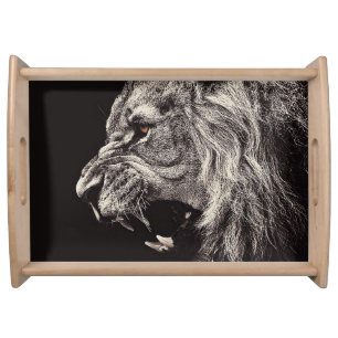 Angry Male Lion Serving Tray