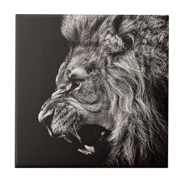Angry Male Lion Tile (Front)
