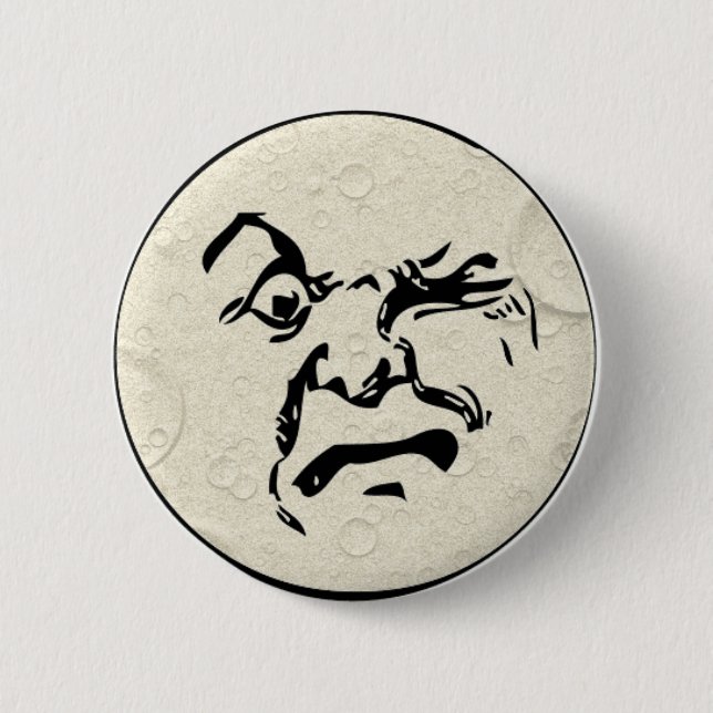 Angry Man in the Moon Face Button (Front)