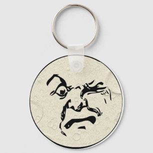 Angry Man in the Moon Face Keychain