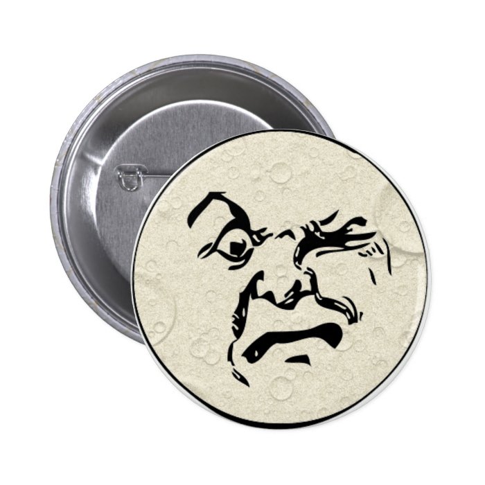Angry Man in the Moon Face Pins