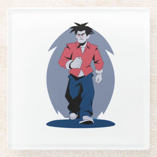 Angry man walking glass coaster