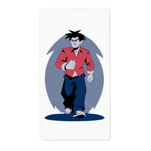 Angry man walking label