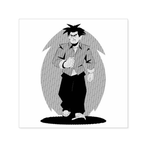 Angry man walking self-inking stamp