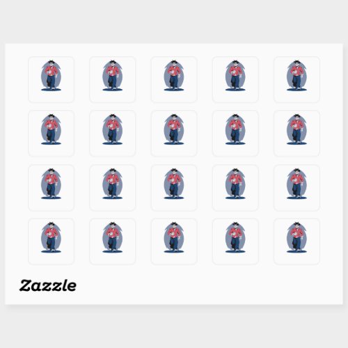 Angry man walking square sticker