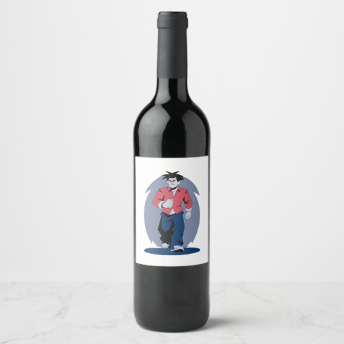 Angry man walking wine label
