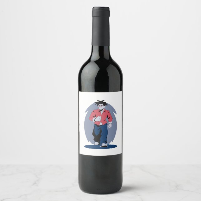 Angry man walking wine label (Front)