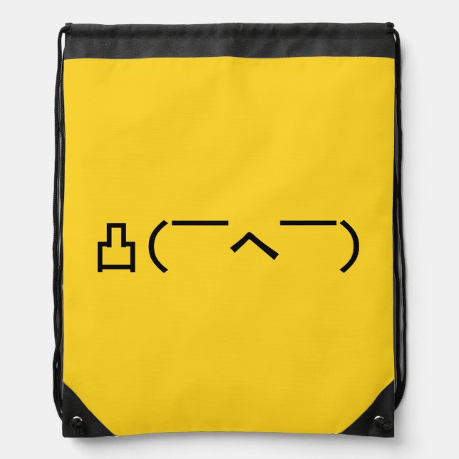 Angry Middle Finger Emoticon Japanese Kaomoji Drawstring Bag (Front)
