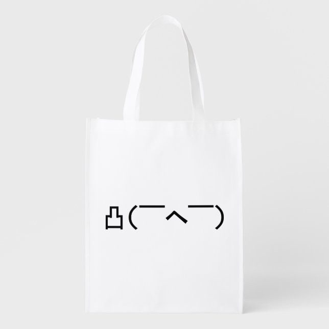 Angry Middle Finger Emoticon Japanese Kaomoji Grocery Bag (Front)