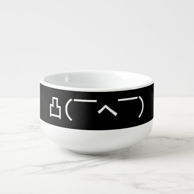 Angry Middle Finger Emoticon Japanese Kaomoji Soup Mug (Front)