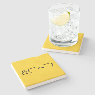 Angry Middle Finger Emoticon Japanese Kaomoji Stone Coaster