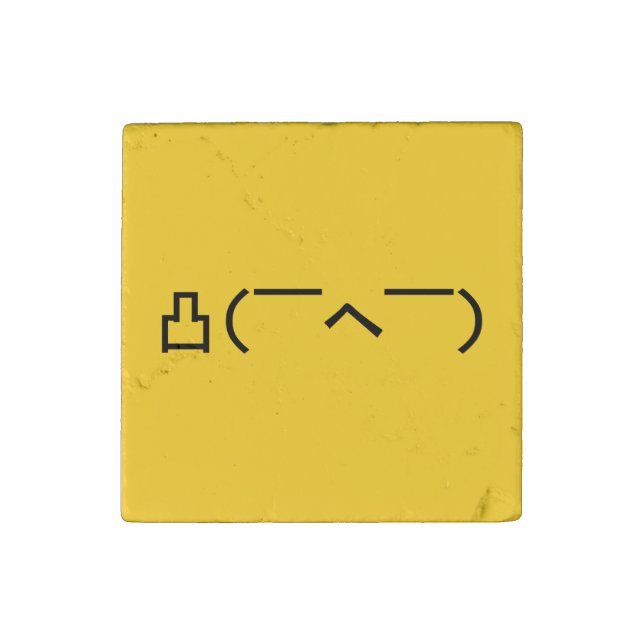 Angry Middle Finger Emoticon Japanese Kaomoji Stone Magnet (Front)
