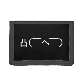 Angry Middle Finger Emoticon Japanese Kaomoji Tri-fold Wallet
