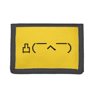 Angry Middle Finger Emoticon Japanese Kaomoji Tri-fold Wallet