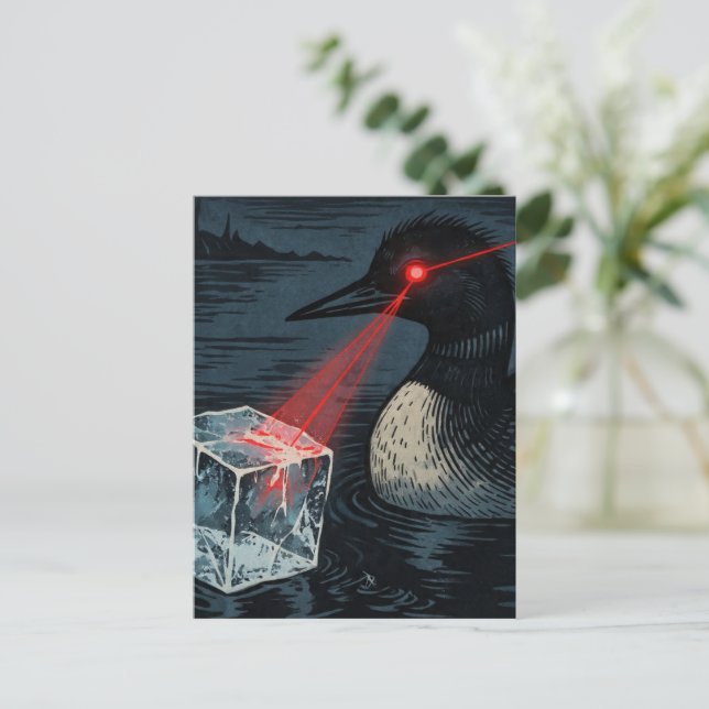 Angry Minnesota Loon Melting Ice Cube  Postcard (Standing Front)