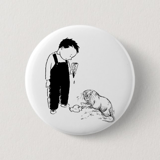 Angry Moles Eat Ice Cream Too Pinback Button (Front)