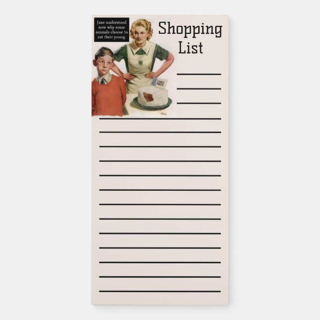 Angry Mom and Ruined Cake - Retro Funny Magnetic Notepad (Front)