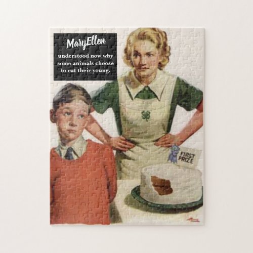 Angry Mom and Ruined Cake  Vintage Funny Jigsaw Puzzle
