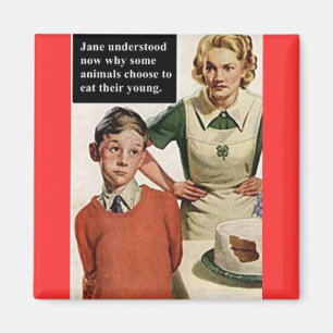 Angry Mom and Ruined Cake - Vintage Funny Magnet