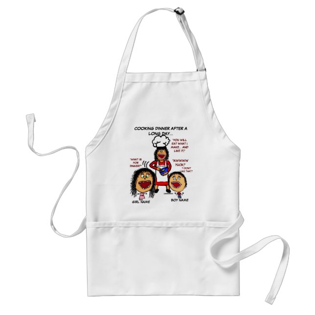 Angry Mom Cooking Cartoon Adult Apron (Front)