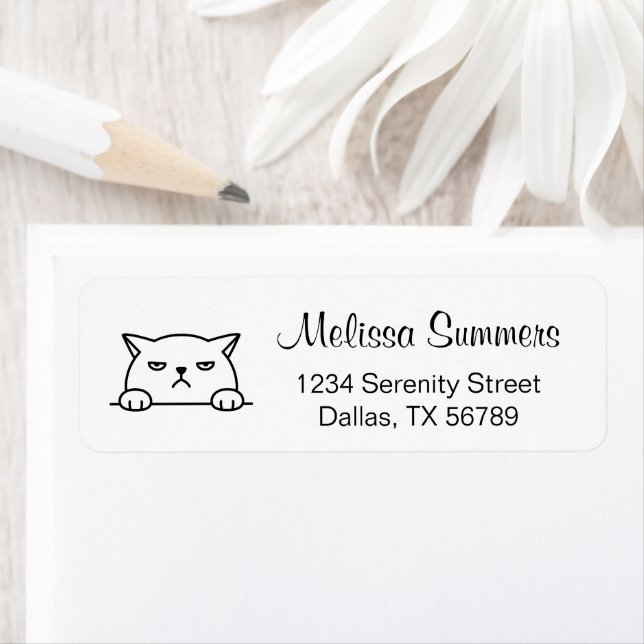 Angry Moody Cat Pet Return Address Label (Insitu)