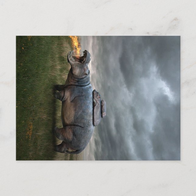 Angry Mother Hippo | Holiday Gift Announcement Postcard (Front)