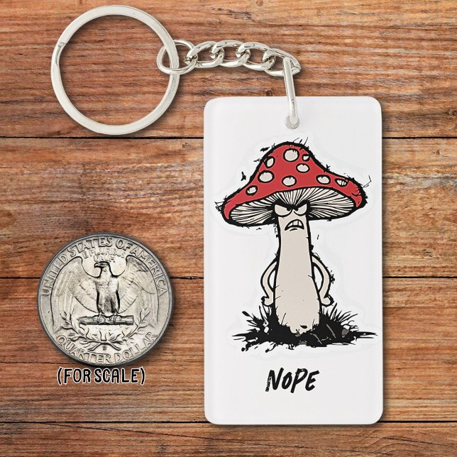 Angry Mushroom Drawing Sarcastic Phrase Bag Charm Keychain (Creator Uploaded)
