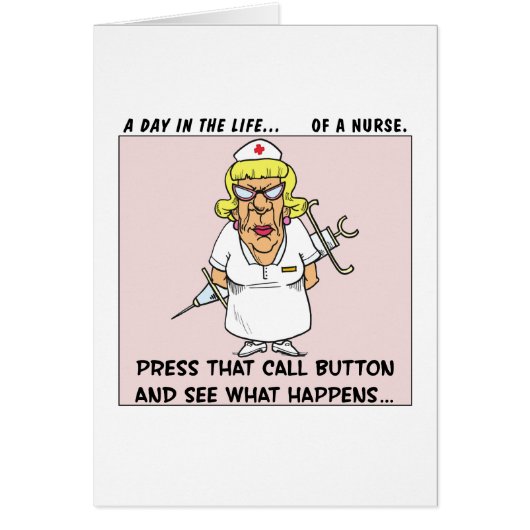 Angry Nurse Threatens Patients with Large Needle Cards (Front)