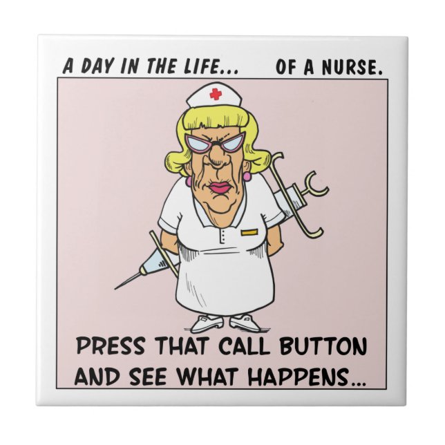 Angry Nurse Threatens Patients with Large Needle Tile (Front)
